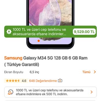 Hepsiburada Samsung M34 5G Telefonunda Fiyat Düşüşü