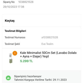 Koçtaş'tan Alınan Kale Marka Ürün Aylardır Gönderilemedi