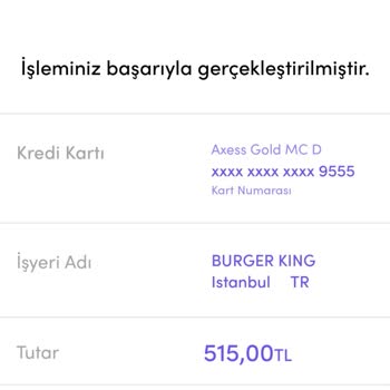 Burger King Paramı İade Etmiyor