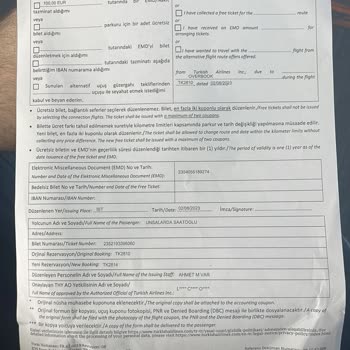 THY Ödenmeyen Overbook Bedeli