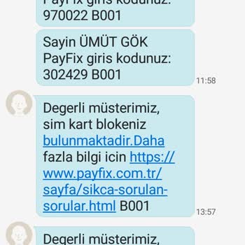 PayFix Sim Kart Blokesi