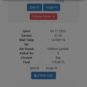 Kanberoğlu Turizm Bilet İptali Hk