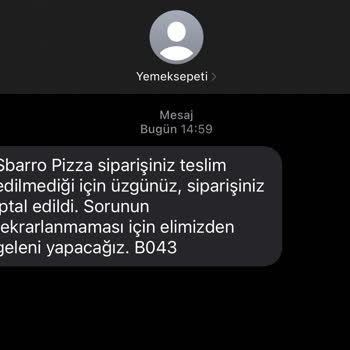 Sbarro Yemek Sepeti Sorumsuzluğu