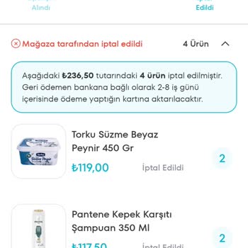 A101 Keyfi Habersiz İptal Edilen Siparişim