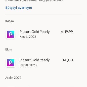 PicsArt İznim Olmadan 119.99 TL Çekmiş Hesabımdan İade İstiyorum