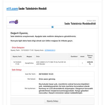 Garaj Online İade Ettiğim Ürünün Parasının Geri Verilmesi