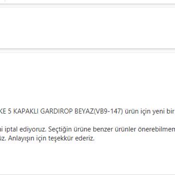 5 Kapaklı Luke Dolap Siparişimin Vivense Tarafından İptal Edilmesi