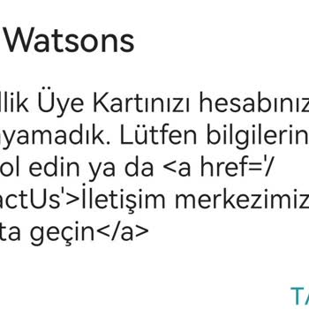 Watsons Online Alışveriş Sorunu