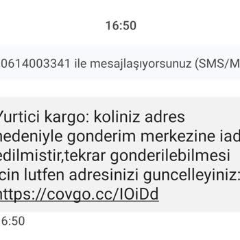 Yurtiçi Kargo Spam Numaradan SMS Geldi