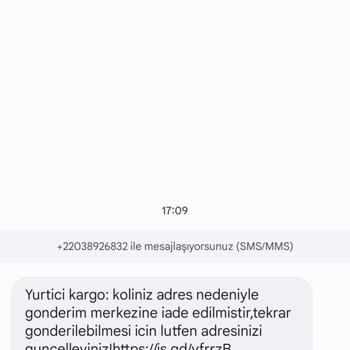 Yurtiçi Kargo +220 İle Başlayan Numaradan Gelen SMS