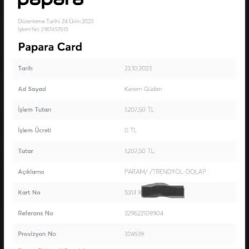 Trendyol Gerçekleşmeyen Alışveriş İçin Çekilen Bedelin İade Edilmemesi