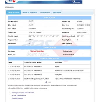 Aras Kargo Ürünümü Kaybetti, Kayıp Kargo