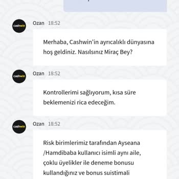 Cashwin Deneme Bonusu Hesabımı Kapattı