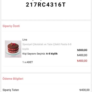 Liva Pastanesi (livashop.com) Teslim Edilmeyen Pasta