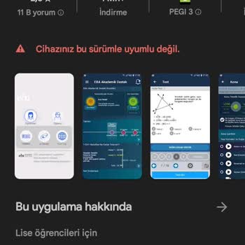 EBA Akademik Destek Uygulaması Cihaz Modeli İle Uyumlu Değil