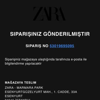 Zara Online Olarak Aldığım Ürünün Verilmemesi