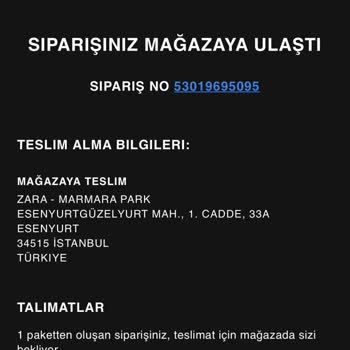 Zara Online Olarak Aldığım Ürünün Verilmemesi