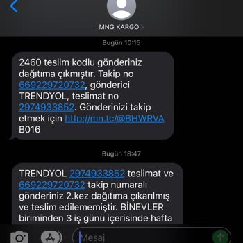 Gaziantep Binevler MNG Kargo Paketimi Getirmedi.