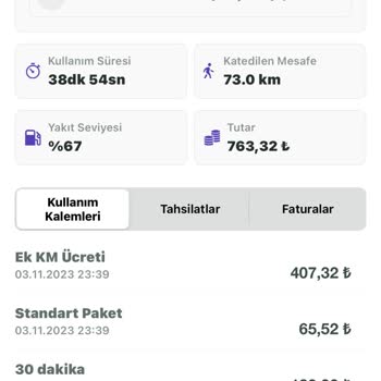 Getiraraç 39 Dakikalık Kullanım İçin 763₺'lik Tahsilat Yaptı