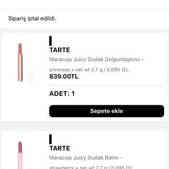 Sephora Siparişim İptal Edildi