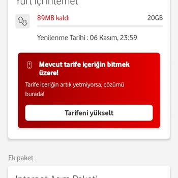 Vodafone Tarife İnternetim Bitmeden Otomatik Paket Aşımı İnternete Tanımlanması
