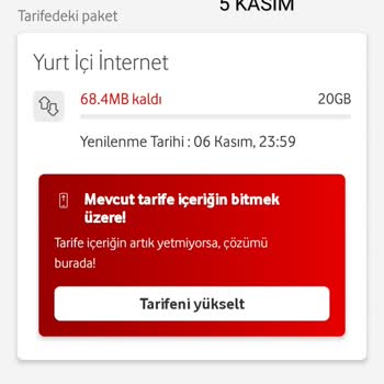 Vodafone Tarife İnternetim Bitmeden Otomatik Paket Aşımı İnternete Tanımlanması