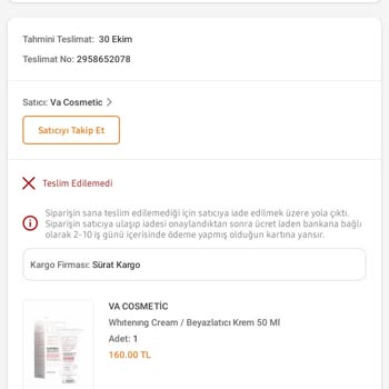 Sürat Kargo Kargomu Getirmedi Trendyol'a İade Etti