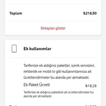 Vodafone Bilgim Dışında Faturama Ek Paket.