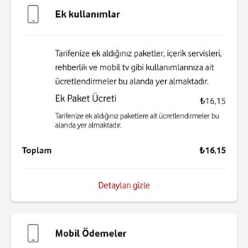 Vodafone Bilgim Dışında Faturama Ek Paket.