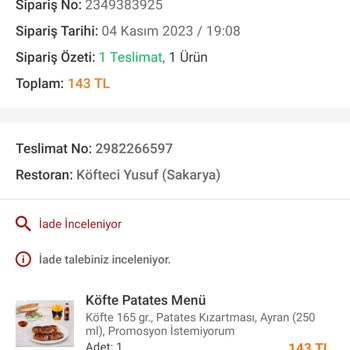 Köfteci Yusuf Siparişleri Hep Eksik Geliyor