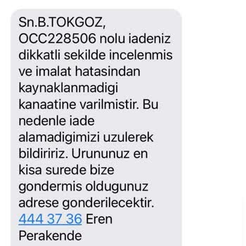 Occasion Satın Alınan Ürünün İadesinin Kabul Edilmemesi