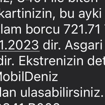 Denizbank Hiç Kullanmadığım Kartın Asgari Borcu