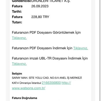 Watsons Ücret İade Talebim