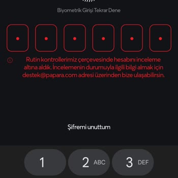 Papara Rutin Kontrol Çalışması Yüzünden Kapanan Hesap