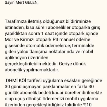 İGA Uygulamasından Otopark Abonelik Yapılamaması