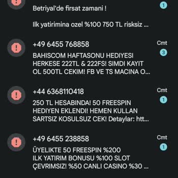 Vodafone Bahis Sitelerinden Gelen Mesajlar