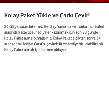 Vodafone Hediye Çarkını Çeviremiyorum, Paket Yüklememe Rağmen