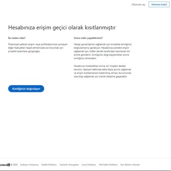 Linkedin Linked İn Hesabım Askıya Alındı