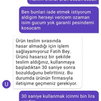 Getir Ayıplı Mal Satıp Değiştirmiyor