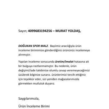Sporthink Puma Marka Ayıplı Ayakkabıya İşlem Yapmıyor