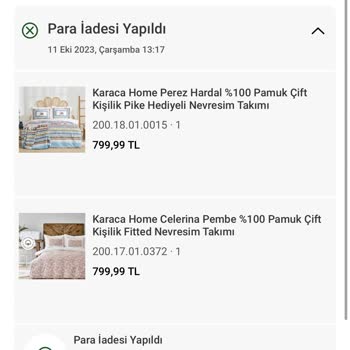 Karaca Home Param İade Olmadı