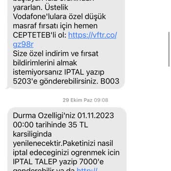 Vodafone Durma Özelliğine Rağmen İnternet Aşımı Ek Ücret