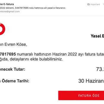 Vodafone Adıma Kayıtlı Olmayan Numaranın Detayları E-mail Gönderiliyor