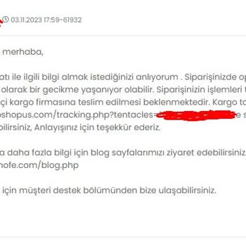 monoFe Teslimatı Geciken Sipariş Hakkında...