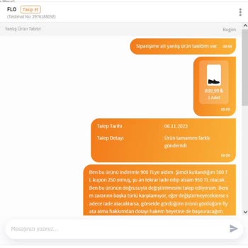 FLO Ayakkabı FLO Satışta Var Olan Ürünü Tedarik Yok Deyip Değişim Yapmıyor.