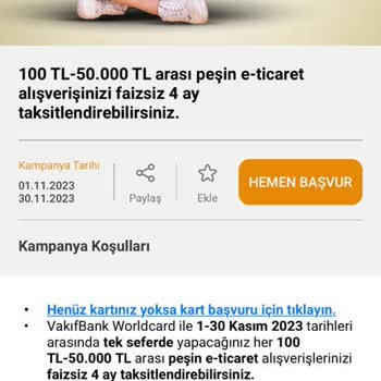 VakıfBank Kampanya Dışı İşlem Yapılması
