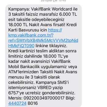 VakıfBank Kampanyalı Mesaja İstinaden Yapılan Başvuru Da Kampanya Tanımlanmıyor