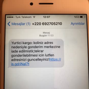 Kargo Şüpheli SMS Gönderimi