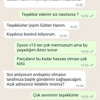 Dyson V15 Arızalı Kırılan Başlığın Gönderilmemesi
