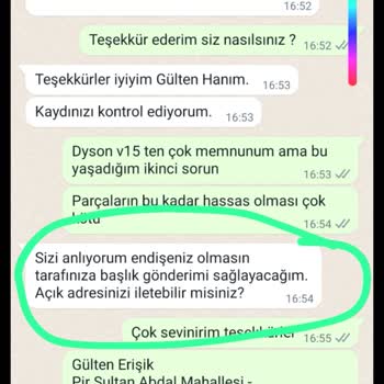 Dyson V15 Arızalı Kırılan Başlığın Gönderilmemesi